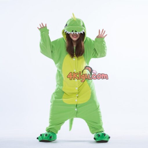 Custom Kigurumi Cosplay Cartoon Halloween Adult Pajama Green Dragon