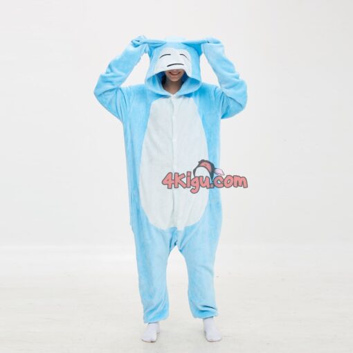 Flannel Snorlax Light Blue Kigurumi Jumpsuit - Image 2