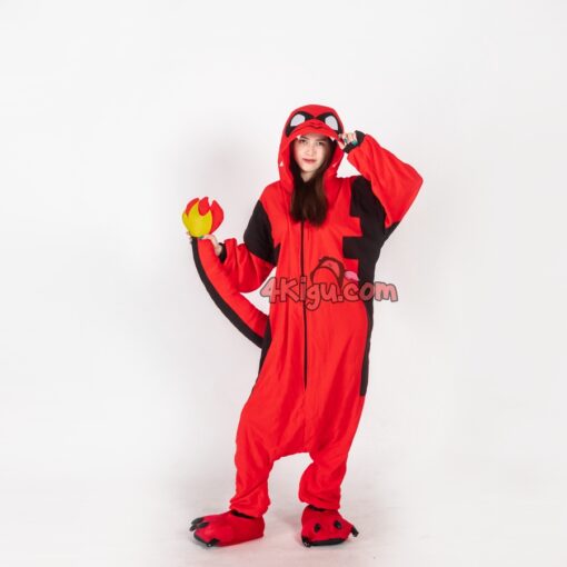 Kigurumi Halloween Dead Pool PokeFun Onesie Fire Cosplay