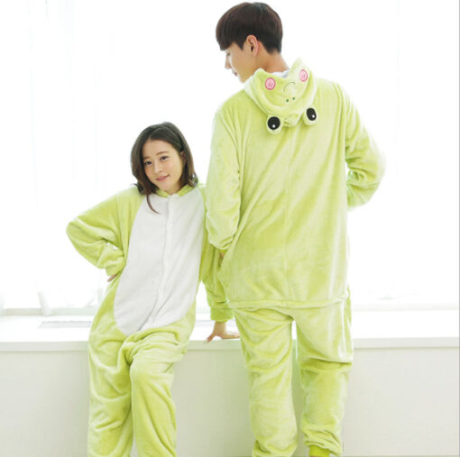 Flannel Kigurumi Green Frog Jumpsuit Cosplay Onesie