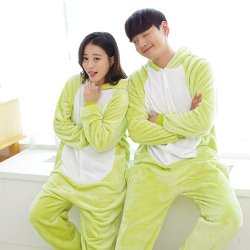 Flannel Kigurumi Green Frog Jumpsuit Cosplay Onesie