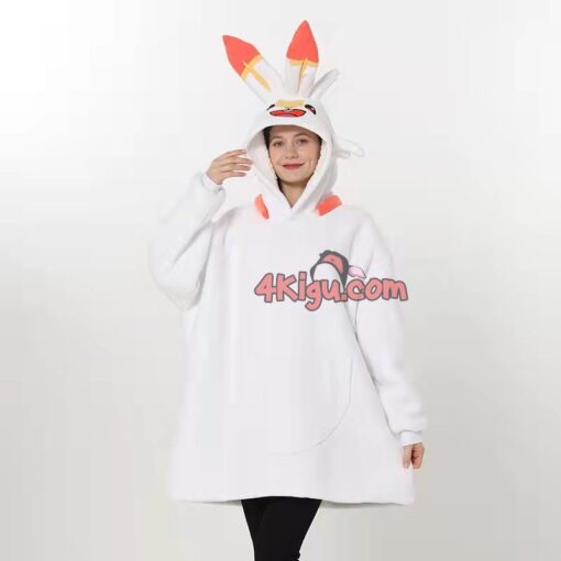 Scorbunny Anime Wearable Blankets Girl Kigurumi Hoodie