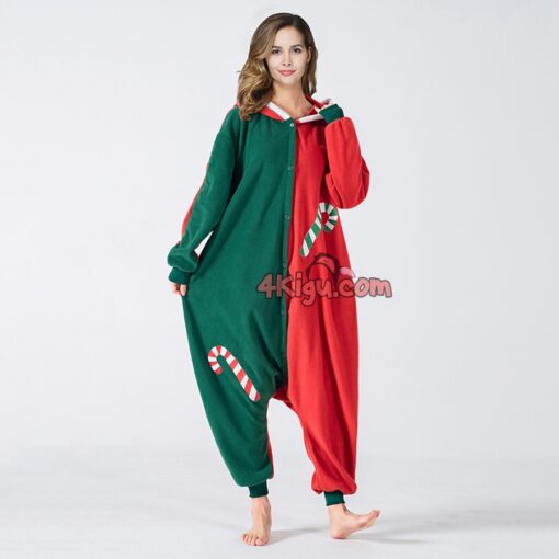 Christmas Red And Green Reindeer Kigurumi Pajamas - Image 2