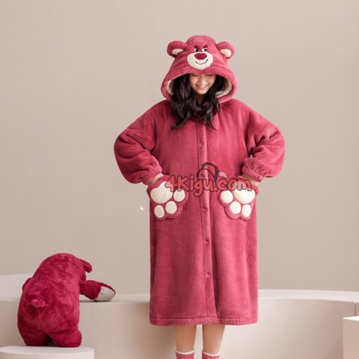 Lotso Bear Adult Flannel Lovers Bathrobe Kigurumi Pajamas