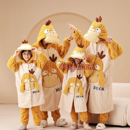 Psyduck Coral Velvet Robe Matching Family Pajamas - Image 2