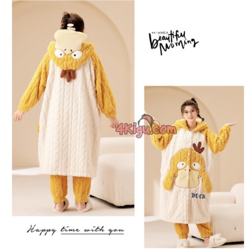 Psyduck Coral Velvet Robe Matching Family Pajamas - Image 4