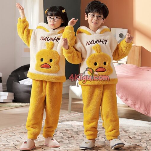 Yellow Bird Coral Velvet Matching Family Pajamas - Image 4