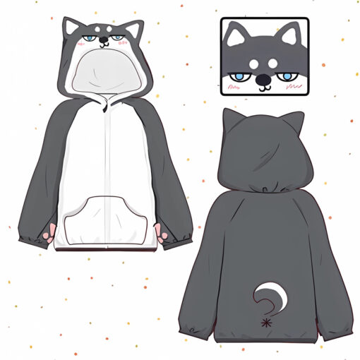 Siberian Husky Dog Kawaii Kigurumi Hoodie