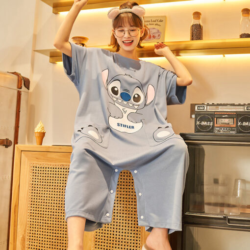 Stitch Kawaii Character Cotton Nightdress - Image 3