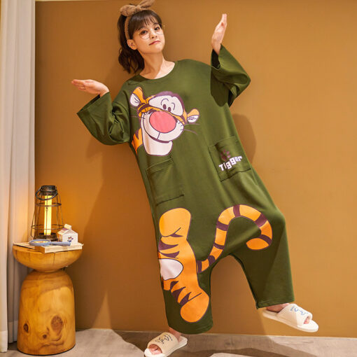 Tiger Kawaii Character Cotton Nightdress