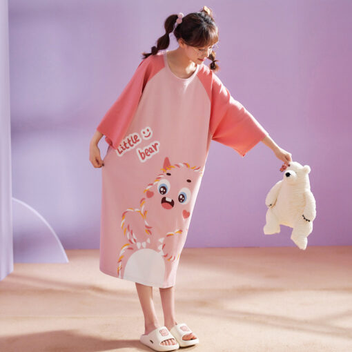 Pink Bear Kawaii Character Summer Nightdress - Image 2