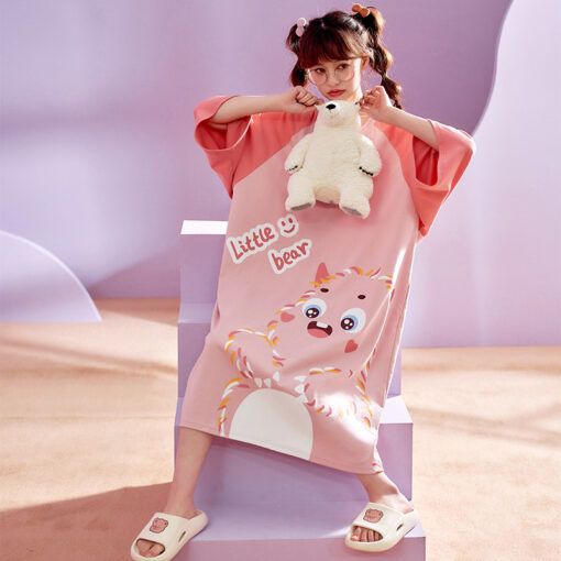 Pink Bear Kawaii Character Summer Nightdress - Image 3