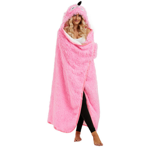 Cartoon Flamingo Wearable Hooded Blanket - Image 3