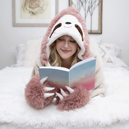 Cartoon Sloth Wearable Hooded Blanket - Image 2