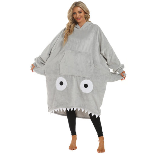 Shark Big Belly Wearable Blankets Hoodie