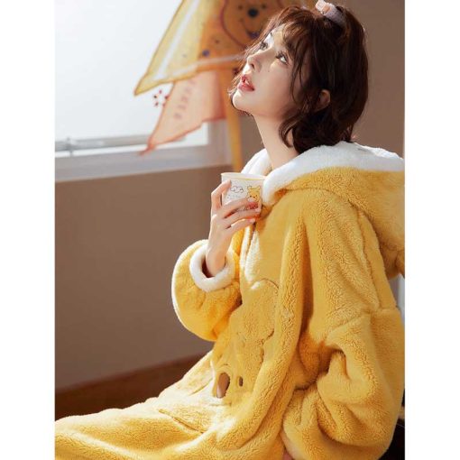 Cartoon Bear Kawaii Hooded Sleepwear Home Dress - Image 4