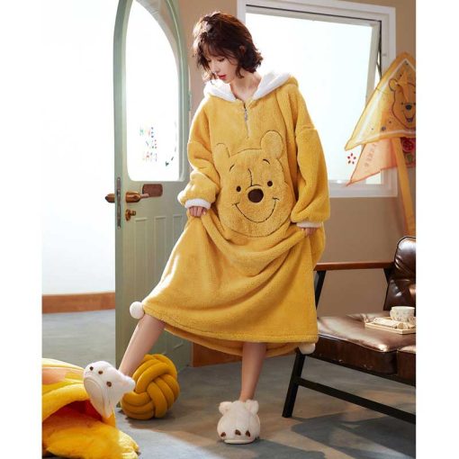 Cartoon Bear Kawaii Hooded Sleepwear Home Dress - Image 3