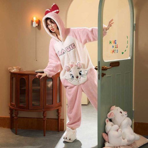 Pink Marie Cat Women’s Coral Fleece Onesie - Image 3